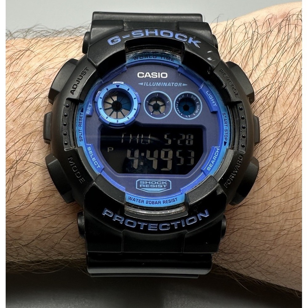Casio G-Shock GD-120N Black & Blue Negative Display Men's Digital Watch Working